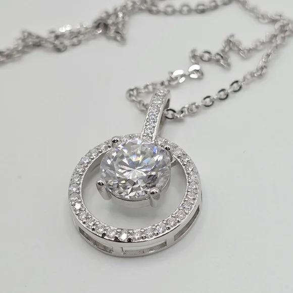 Dainty 2ctw MOISSANITE PENDANT NECKLACE S925 SOLID SILVER . - Picture 2 of 7